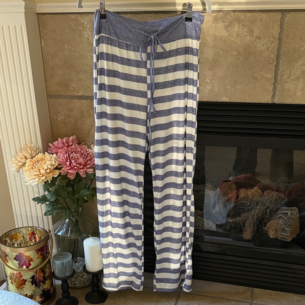 Striped Lounge Pants in Blue and White